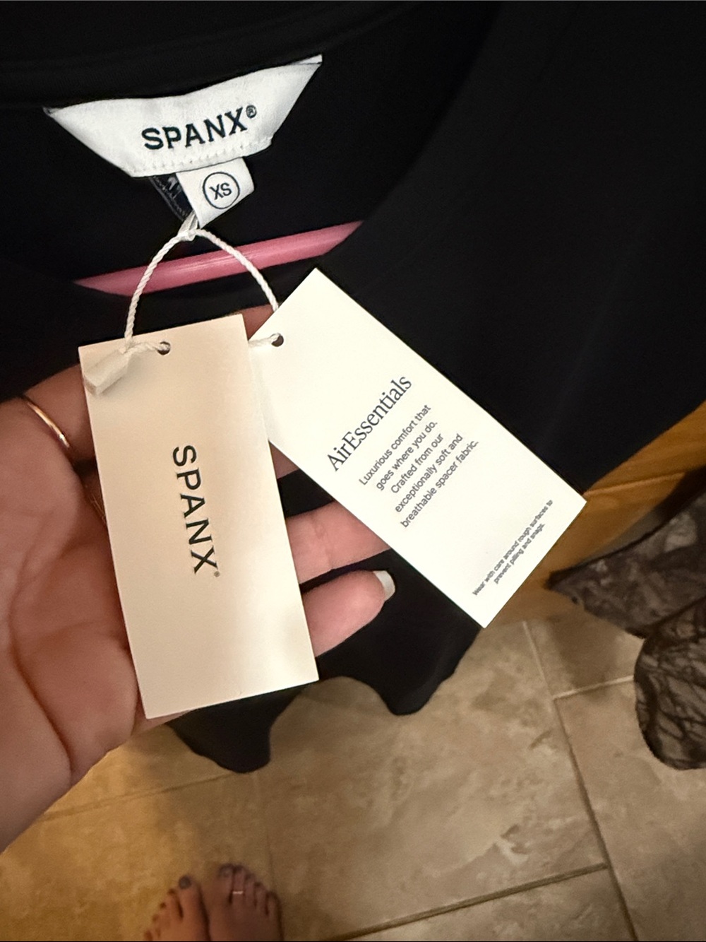 SPANX Black Air Essentials Short-Sleeve Waist-Elastic Tunic - Picture 5 of 5